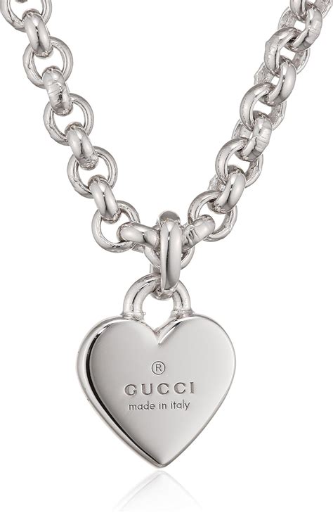 gucci silver bead necklace|heart necklace with gucci trademark.